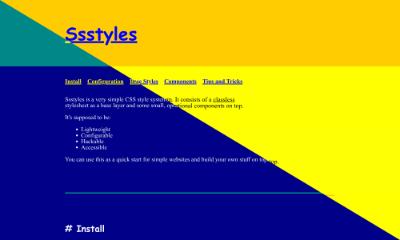 Screenshot of this website with garishly bright background and font colors. Also, Comic Sans